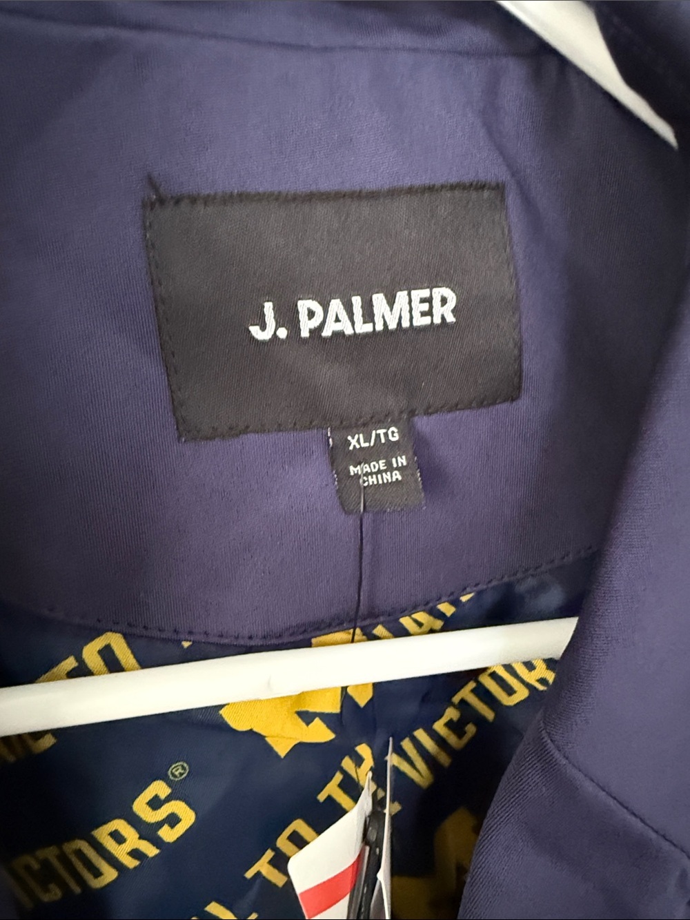 J. Palmer Navy Blazer Jacket with Michigan Hail to the Victors  Lining Details - Picture 3 of 8
